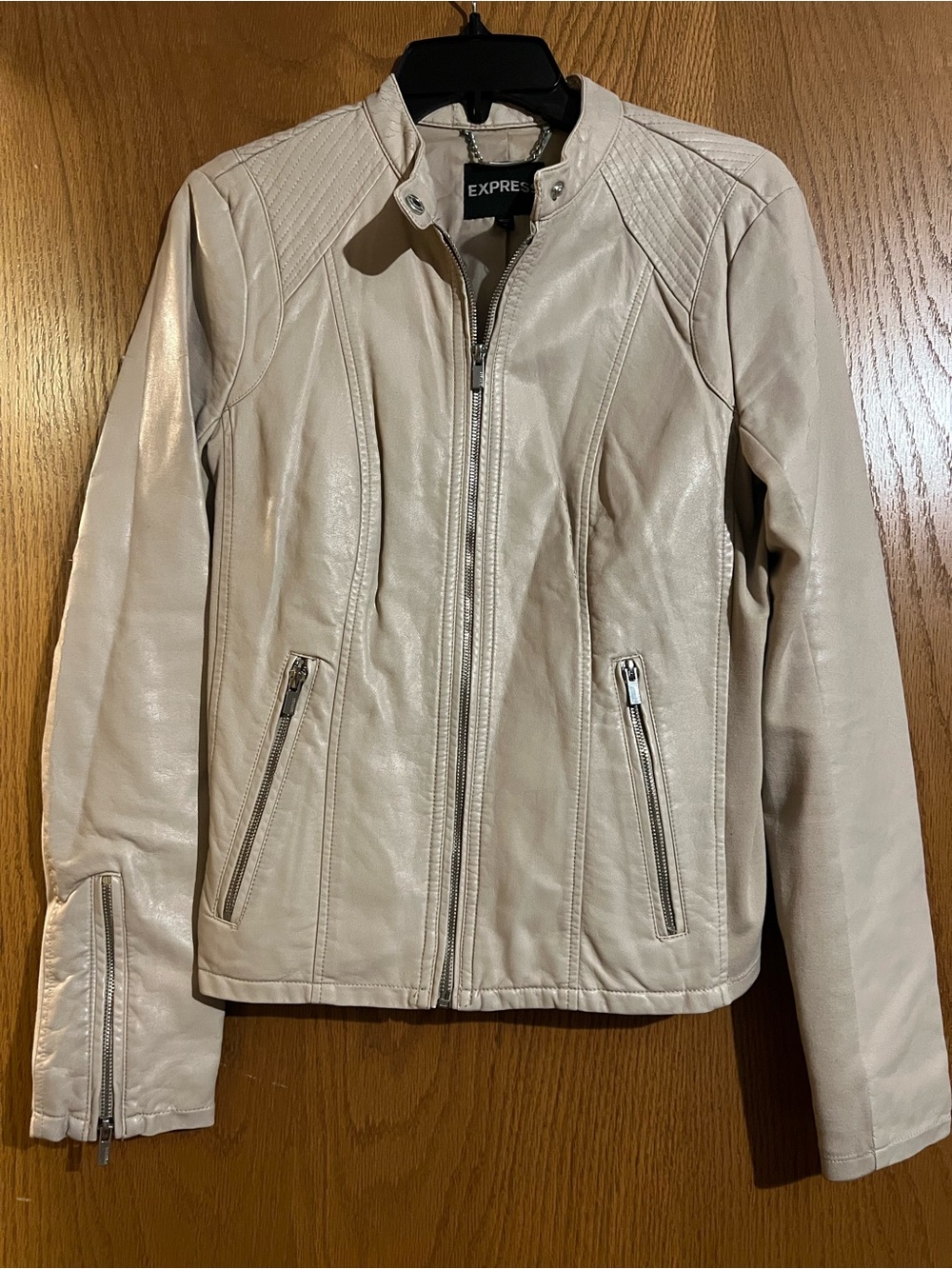 Express Cream Faux Leather Moto Jacket
